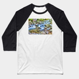 Steep river flowing among the stones Baseball T-Shirt